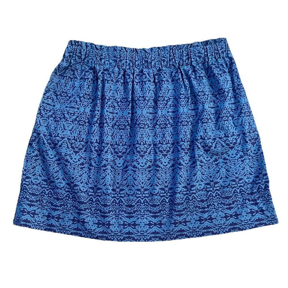 Joe Fresh A-Line Skirt Mini Blue Geometric Print Elastic Waist Size Medium - Picture 2 of 6